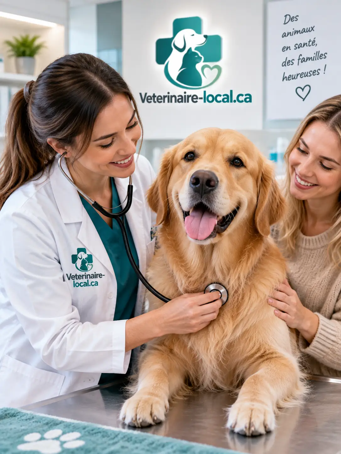 Examen d'un chien en consultation vétérinaire
